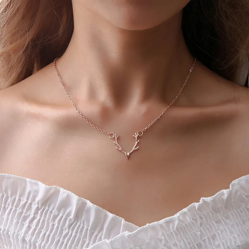 Petite Antler Charm Necklace